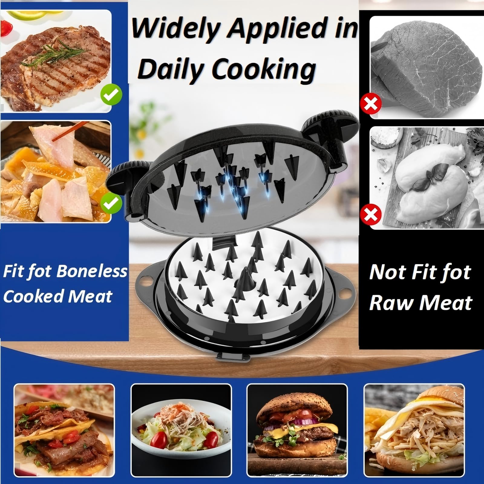 TAREG Deshilachador con placa removible para verter la carne desmenuzada sin esfuerzo.