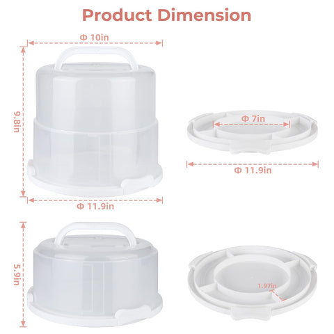 Targihoemt porta tortas muestra dimensiones adecuadas para tortas de 10 pulgadas