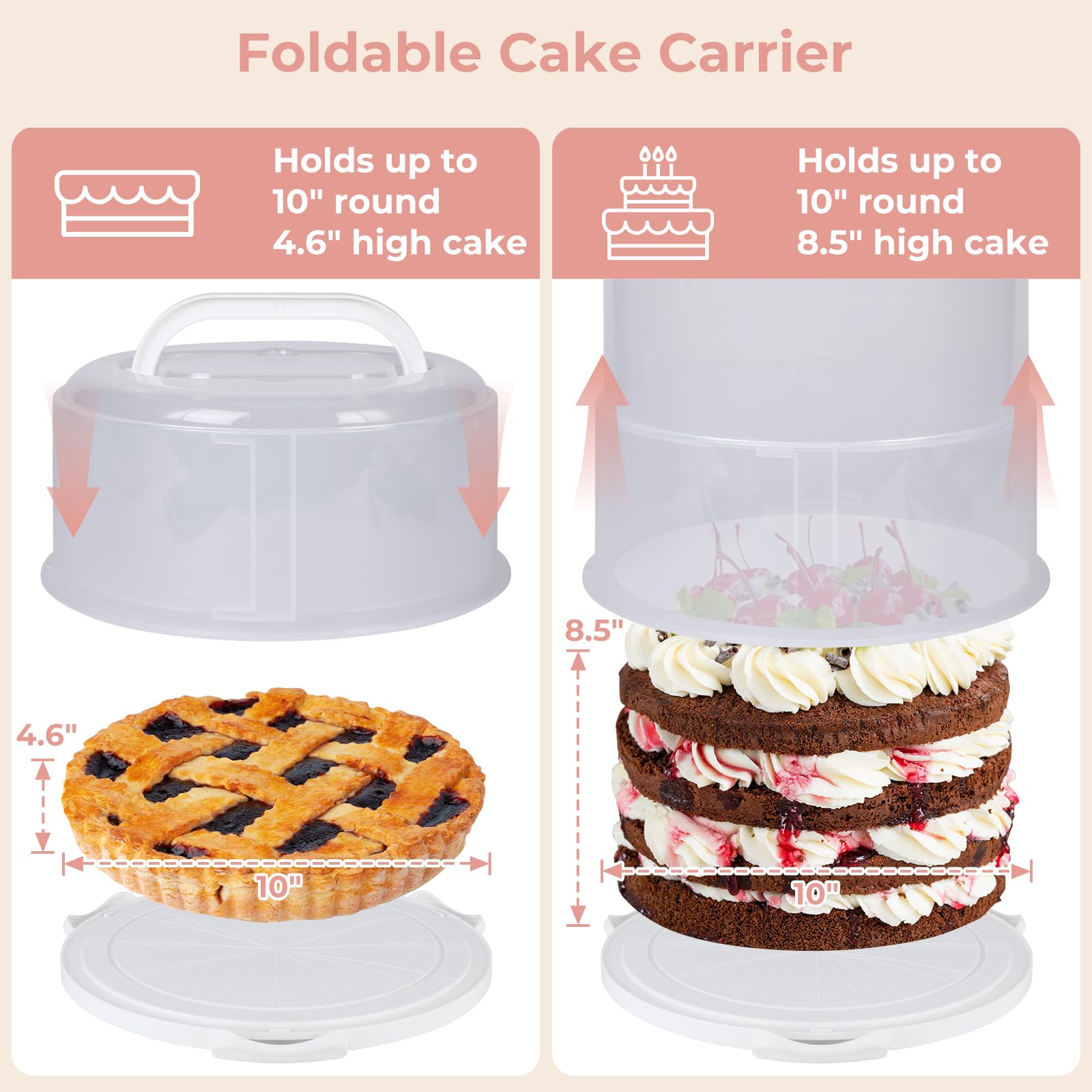 Portatorta de Targihoemt en uso para torta redonda, ideal para reparto de fiestas