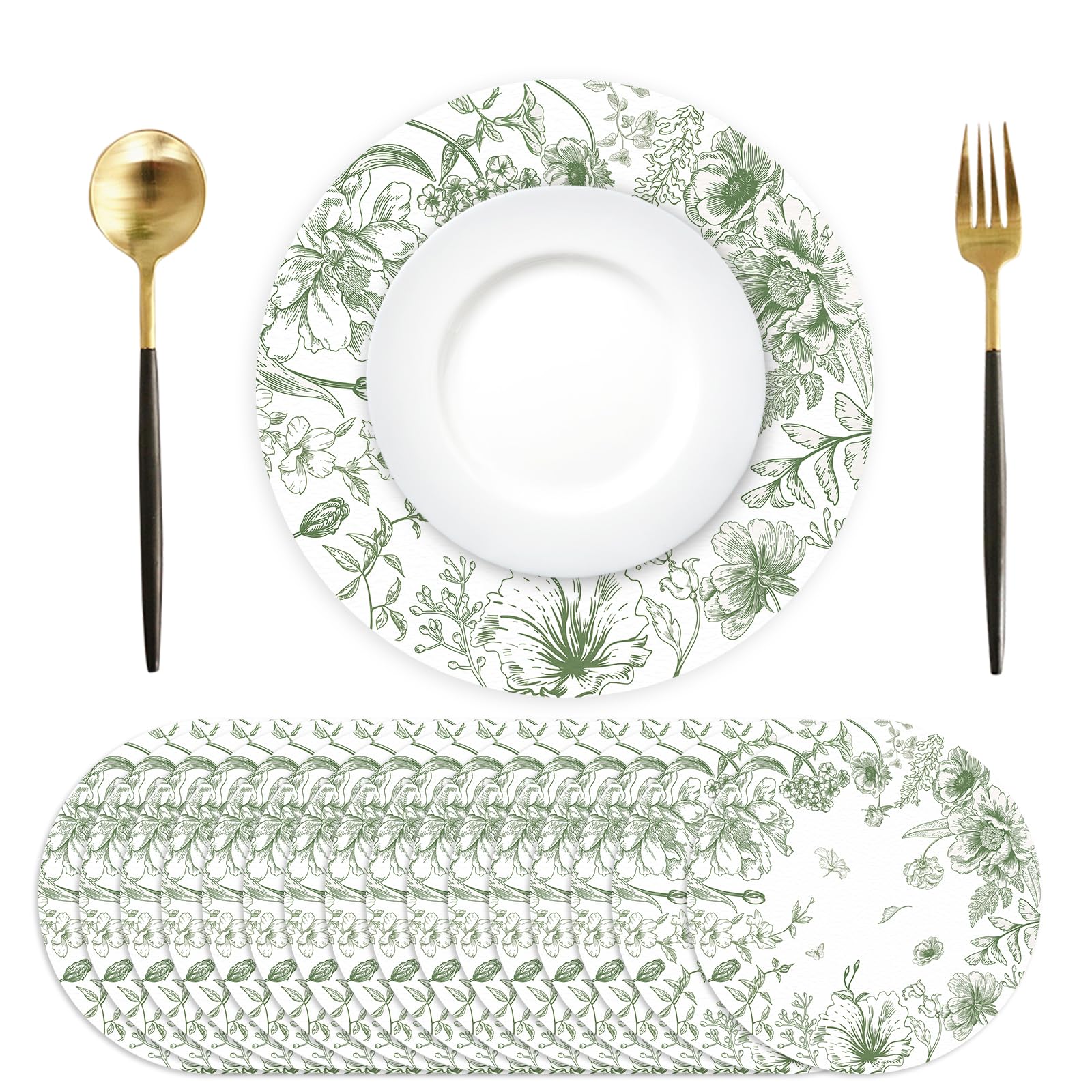 Mantel Tarklanda verde con flores para mesa, ideal para cenas elegantes