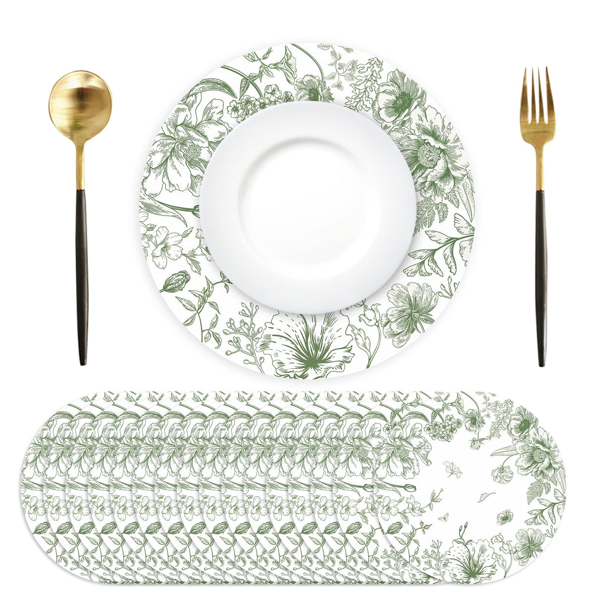 Mantel Tarklanda verde con flores para mesa, ideal para cenas elegantes