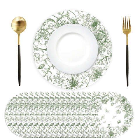 Mantel Tarklanda verde con flores para mesa, ideal para cenas elegantes