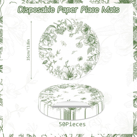 Mantel Tarklanda verde floral, perfecto para eventos y limpieza rápida