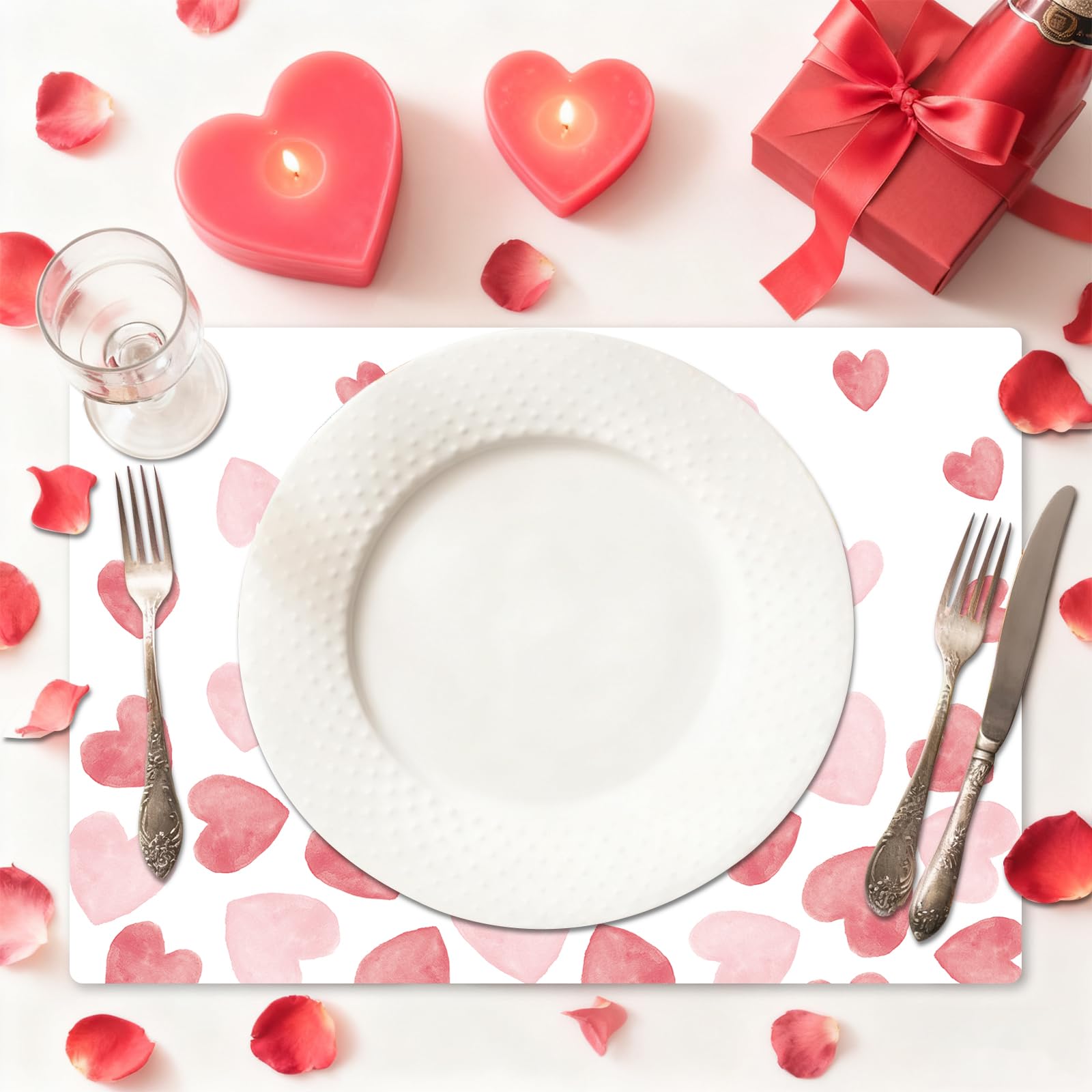 Manteles Tarklanda de tonos rosa en acuarela para desayunos y comidas festivas.