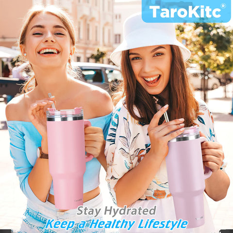 TaroKitc taza termica rosa con acabado pulido y duradero.