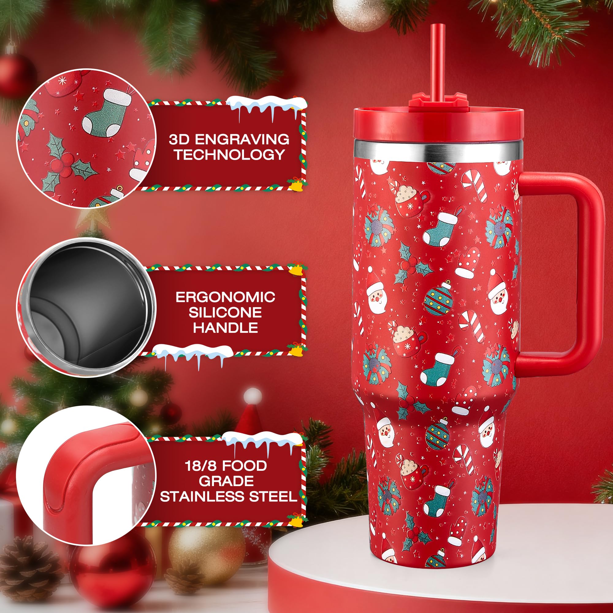 TaroKitc Tumbler Navidad Muneco Nieve 3D, mantiene bebidas frías o calientes durante largas jornadas.