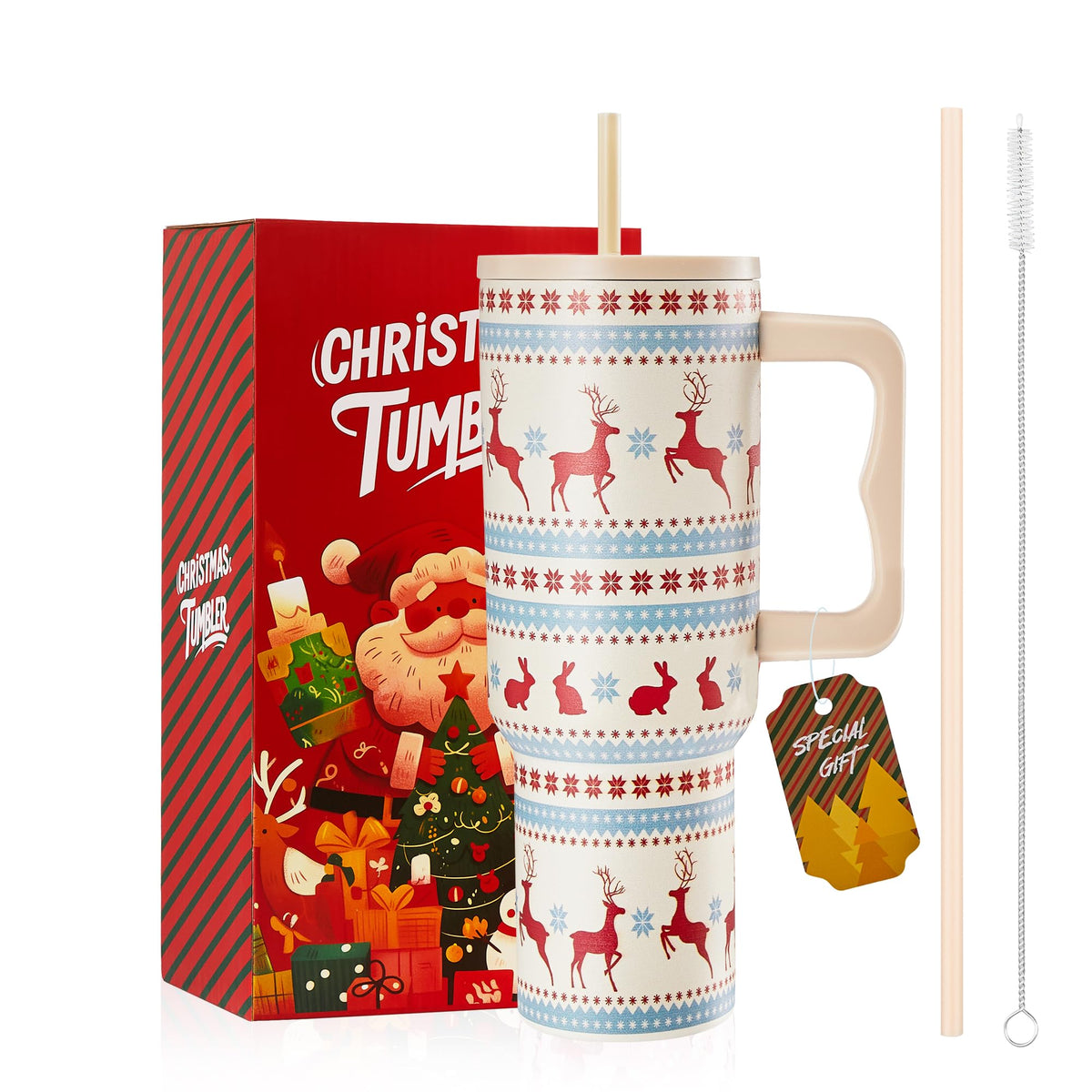TaroKitc vaso navidad 40oz con asa y tapa para beber en cualquier lugar