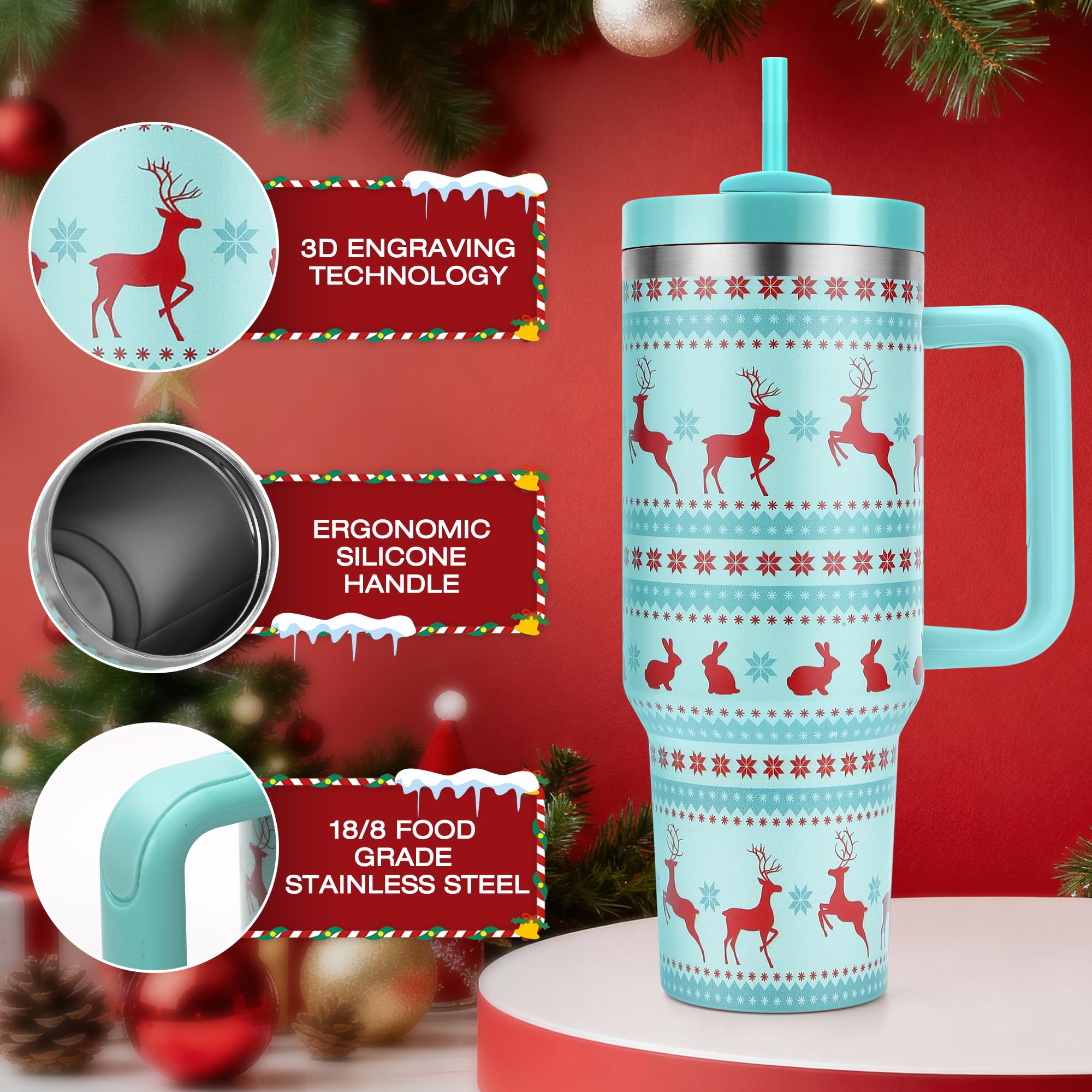 TaroKitc vaso con diseño festivo y asa ergonómica para transporte cómodo