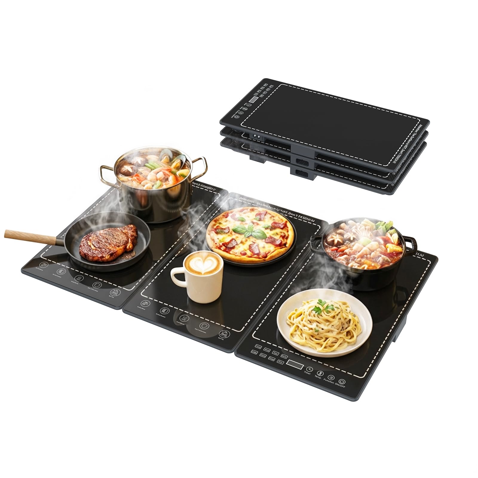 Tarovenn bandeja modular calentadora con 3 paneles para buffet