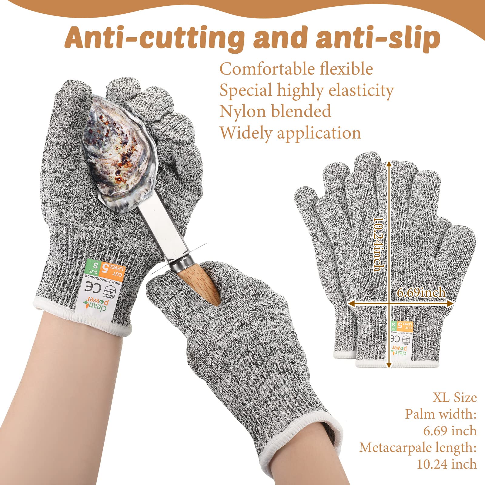 Guantes Tarpop nivel 5 para mayor seguridad al abrir ostras.