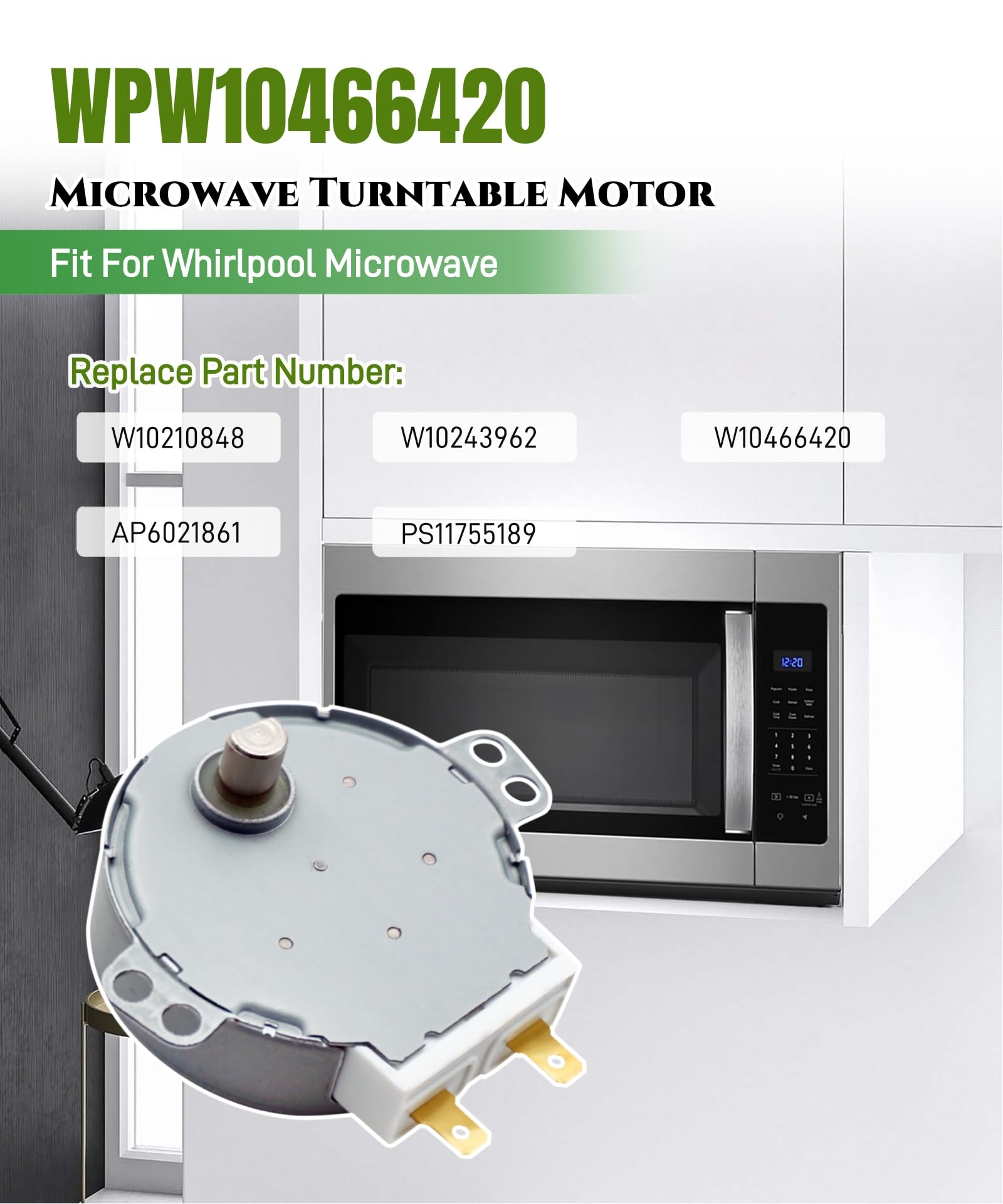 Taruimoo pieza de reemplazo para microondas, compatible con Whirlpool para montaje sencillo.