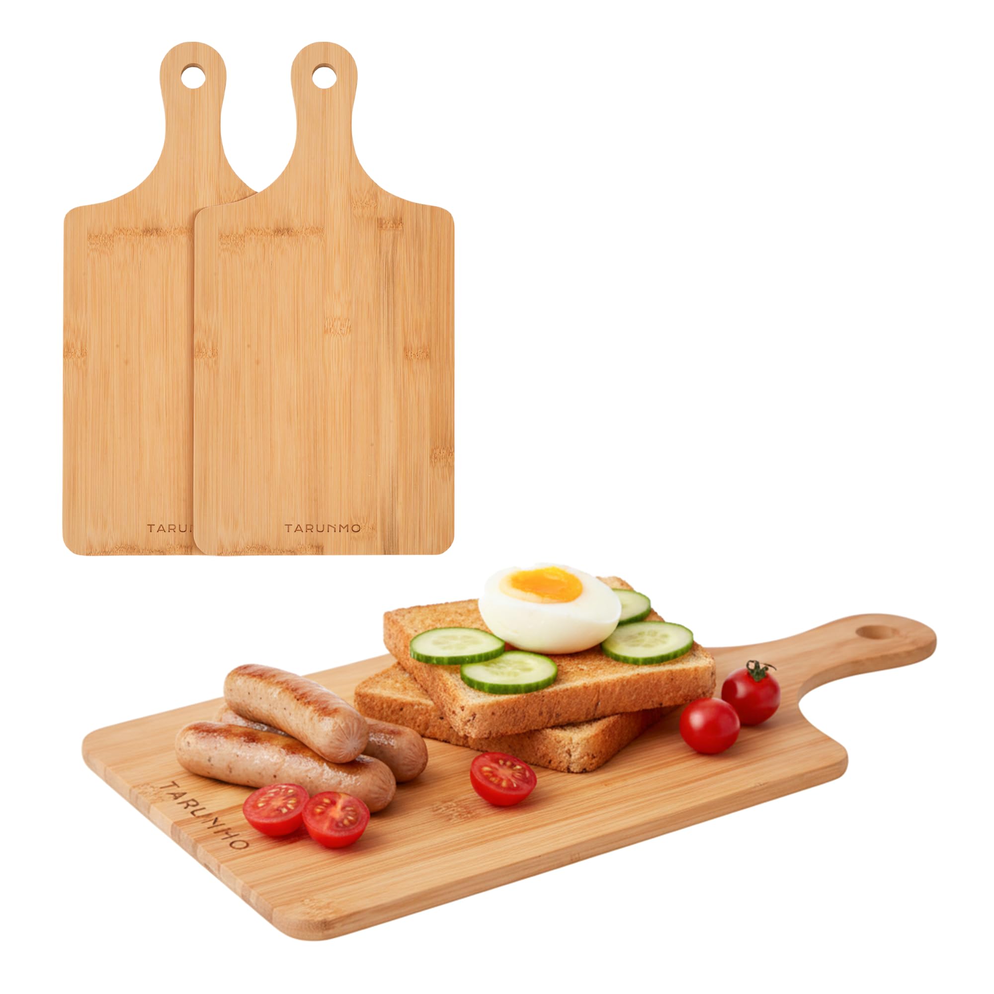 Tarunmo tabla de corte de bambú con asas, ideal para servir en reuniones.