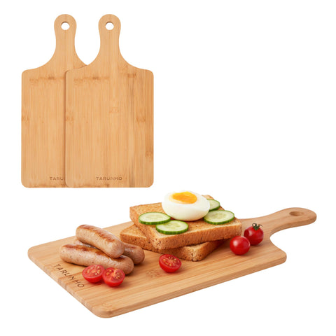 Tarunmo tabla de corte de bambú con asas, ideal para servir en reuniones.