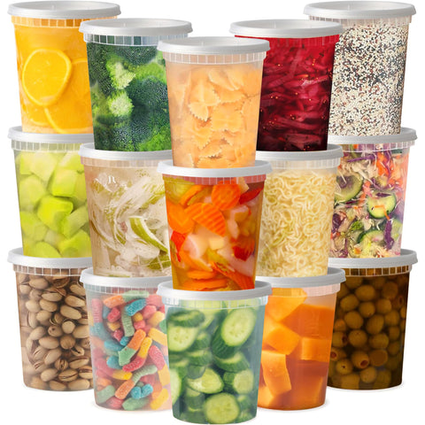 Contenedores deli TashiBox 32 oz transparentes para almacenamiento rápido y seguro.
