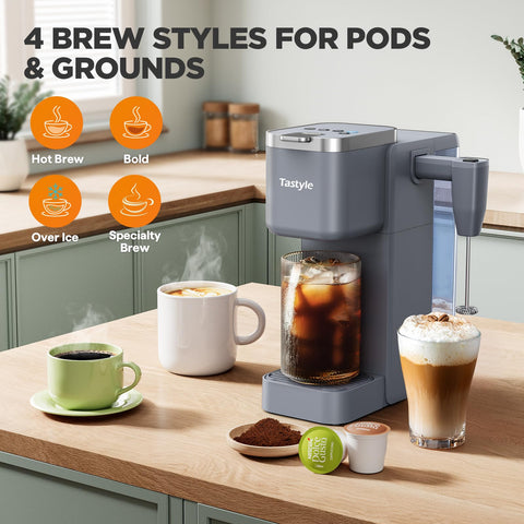 Tastyle cafetera con tanque de agua removible de 40 onzas para rellenado sencillo.