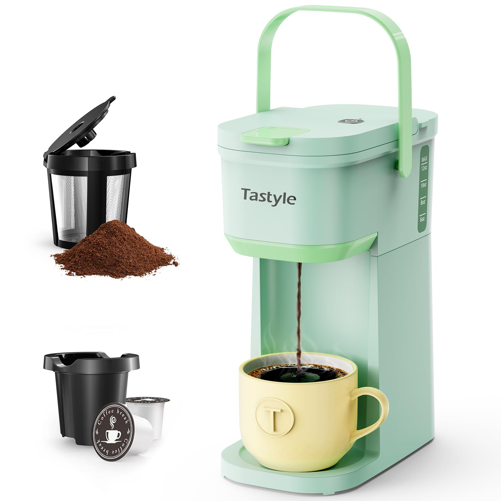 Cafetera Tastyle Oasis con asa portátil para viajar y comercios.