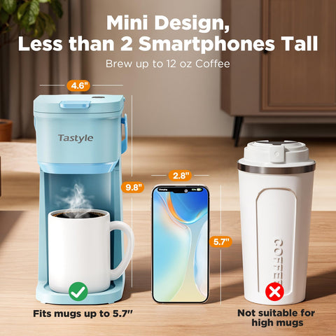 Cafetera Tastyle preparada para una taza en tres minutos
