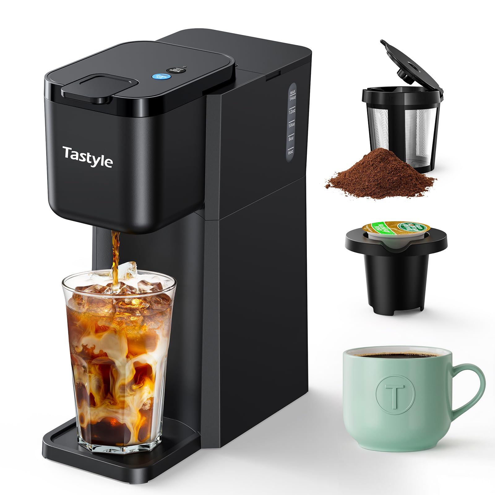 Tastyle Mini cafetera frente: diseño compacto ideal para casa y viaje
