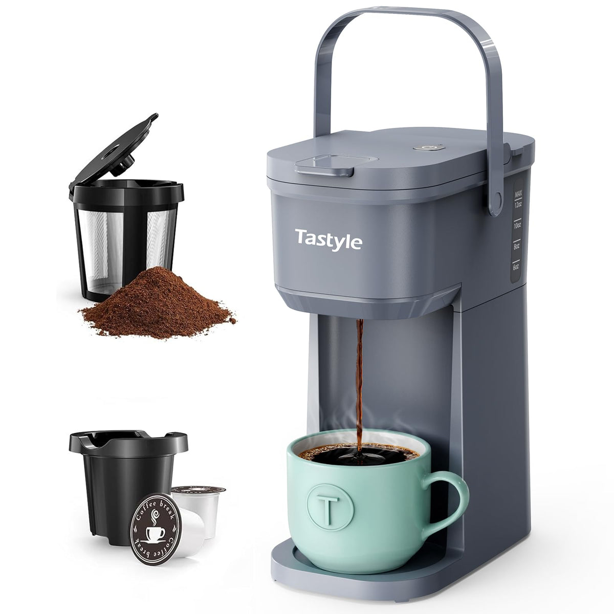 Tastyle cafetera de una taza con mango portátil, ideal para viajar y camping