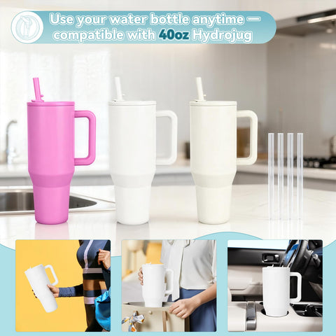 Accesorios Tatamy para HydroJug Traveler: dos tapas y cuatro pajitas duraderas.