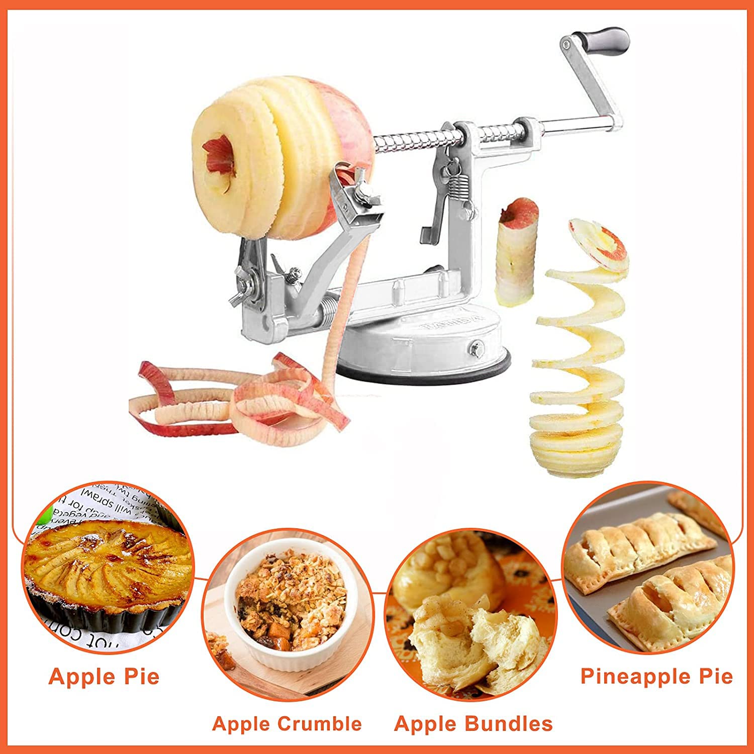Tatida ideal para pelar manzanas y cortar papas rápidamente.