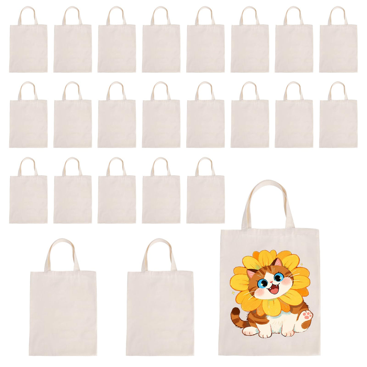 Tatotutota bolsa tote canvas 24 unidades, perfecta para sublimación y uso diario.