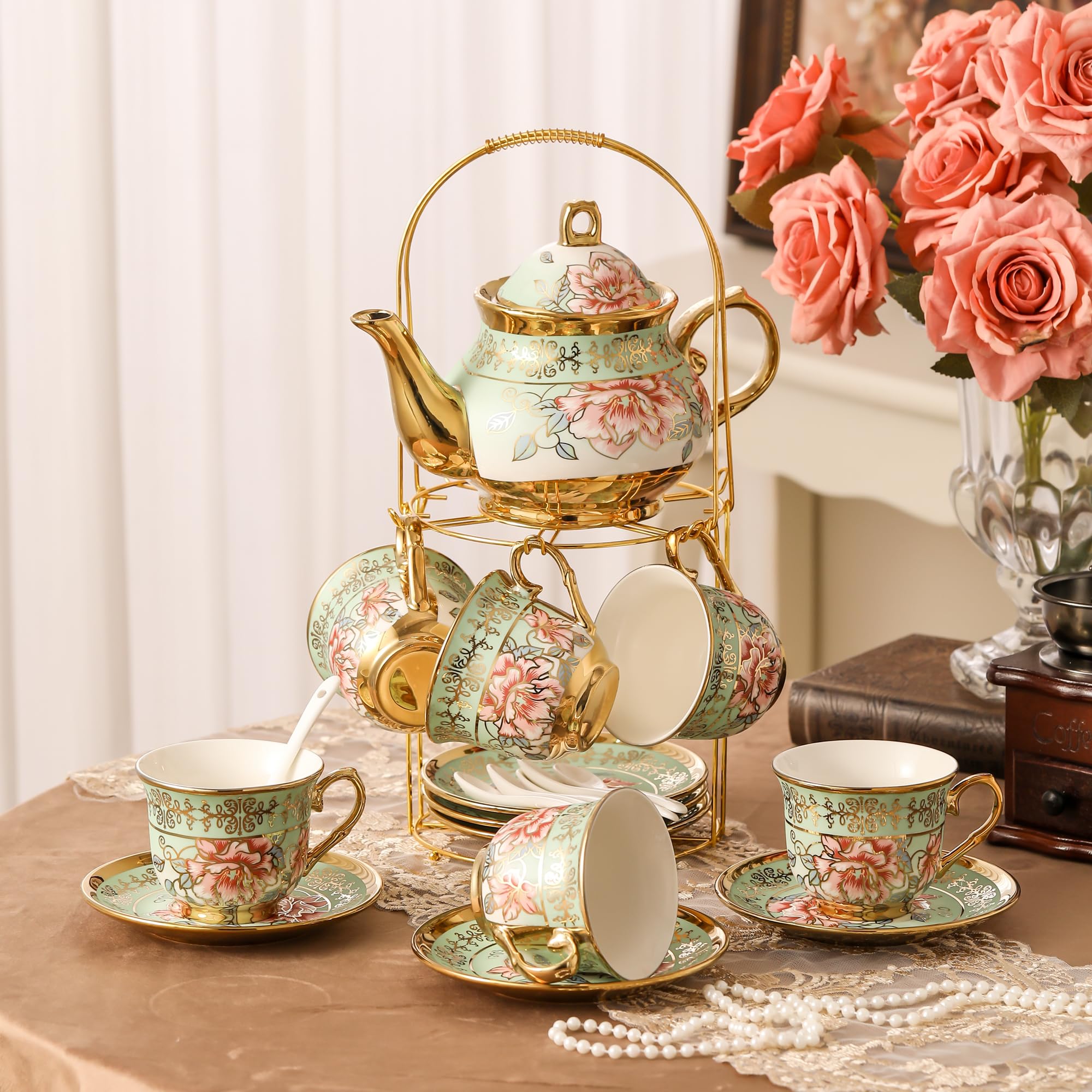 TATSUMI tetera de porcelana 27 onzas para servir a varios invitados.