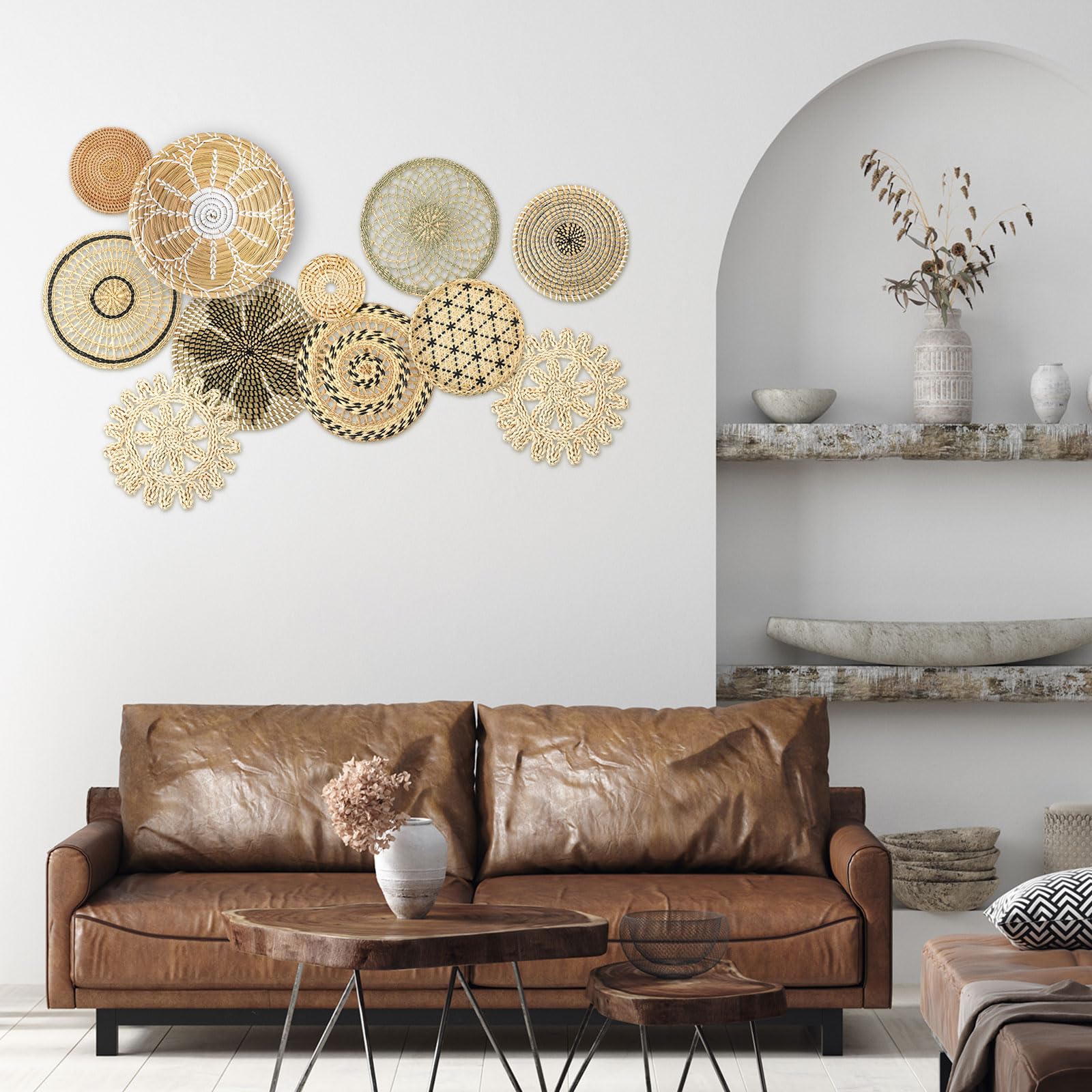 Cesta boho bulrush de Tatuo en varios tamaños para mesa.
