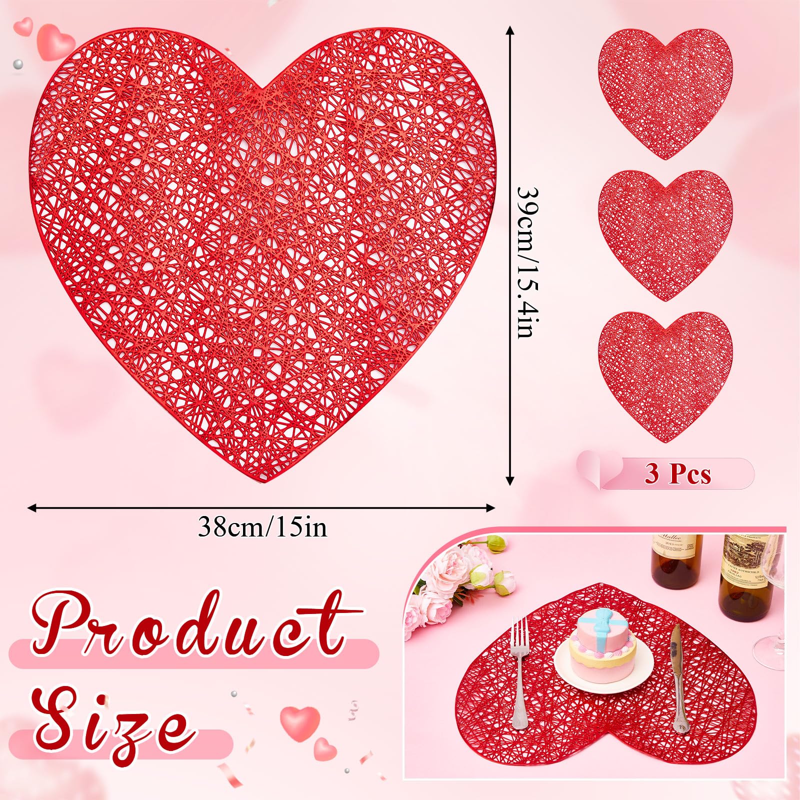 Mantel de corazón rojo Tatuo, ideal para cenas al aire libre