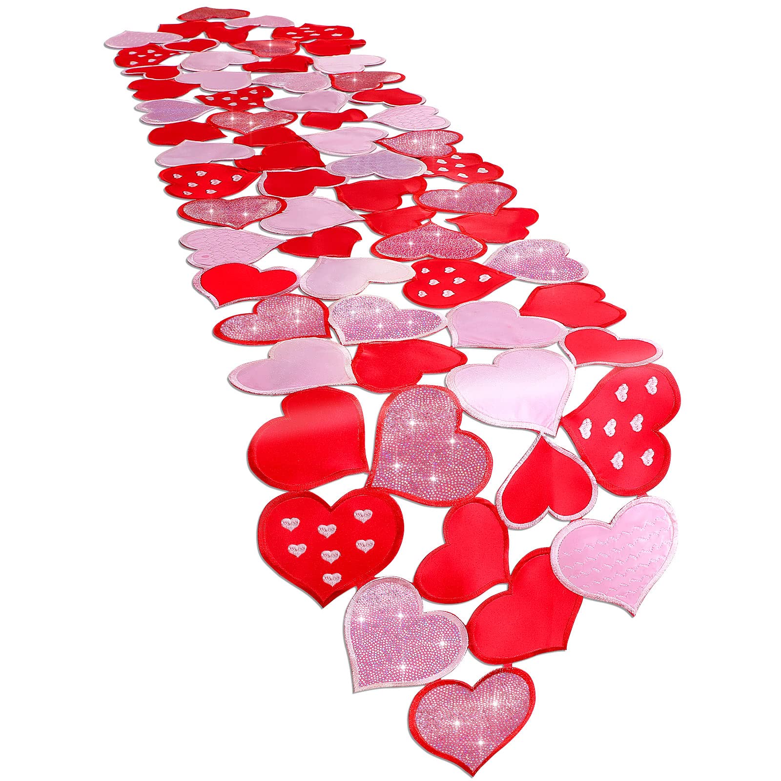 Tatuo corredor de mesa con corazones bordados, ideal para San Valentín.