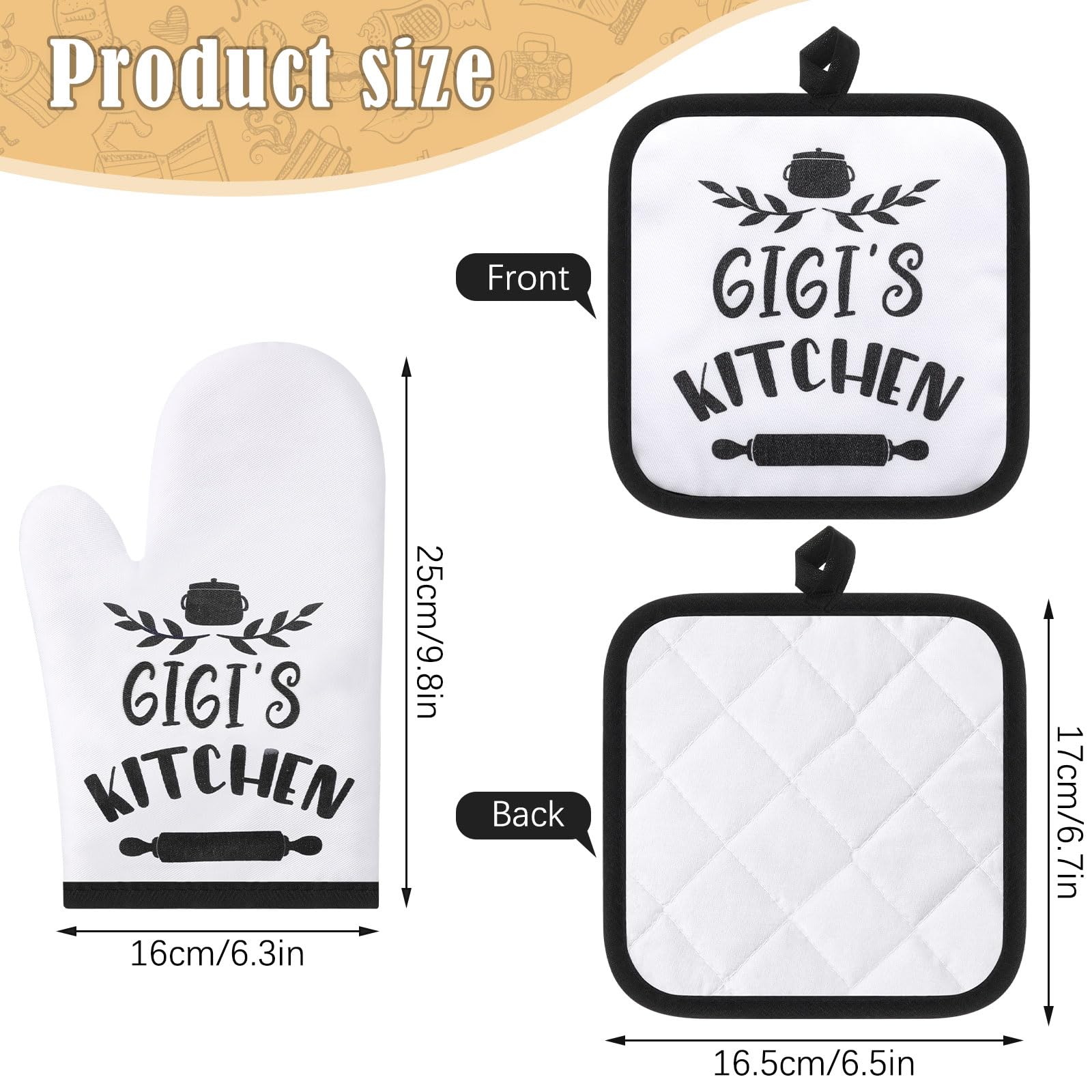 Tatuo Gigi: manopla para horno para manejar recipientes calientes con seguridad.