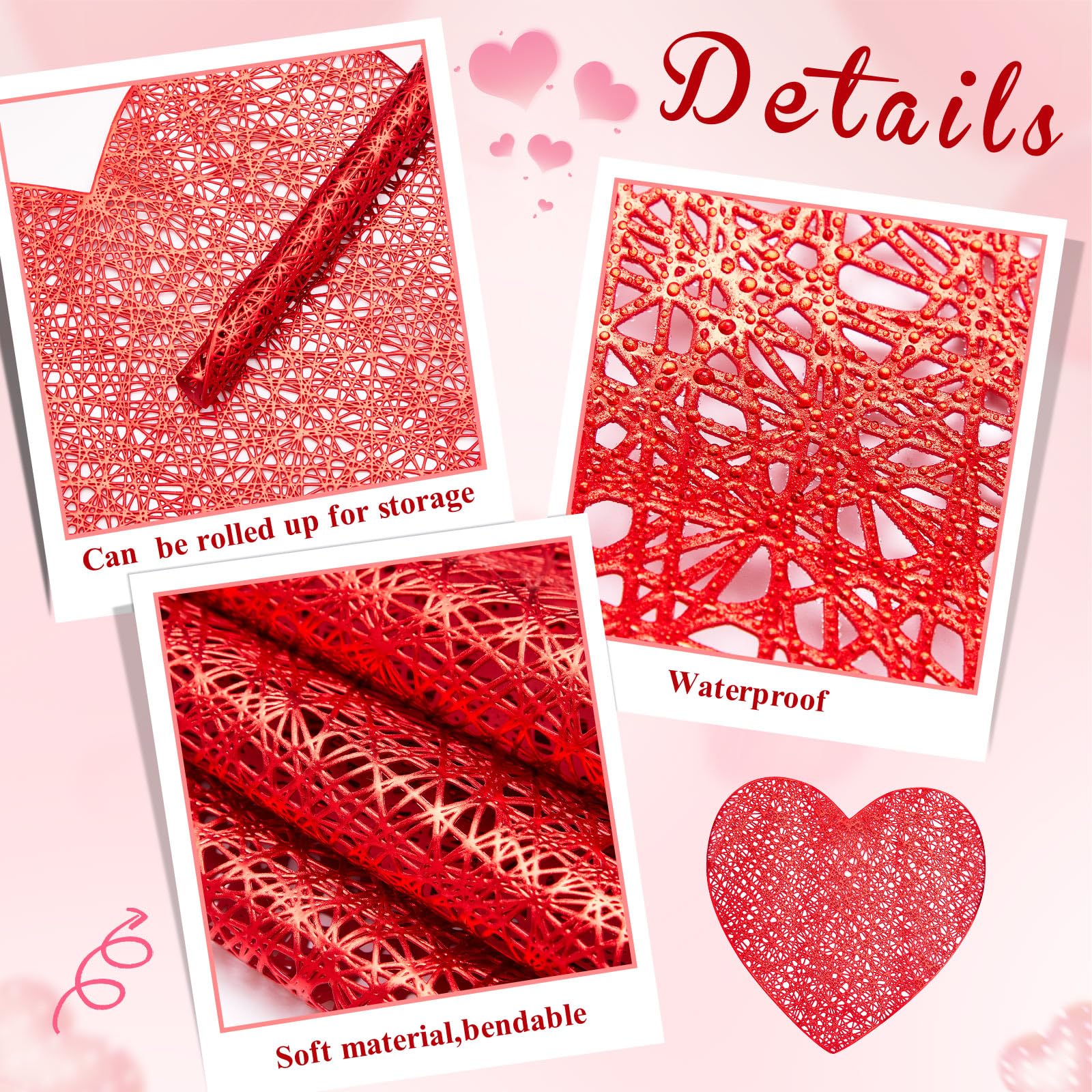 Manteles de PVC con forma de corazón, protección para la mesa