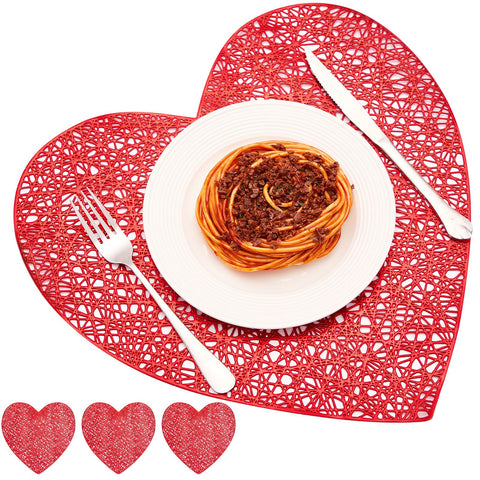 Mantel individual Tatuo con corazones, conjunto de 4 para mesa romántica