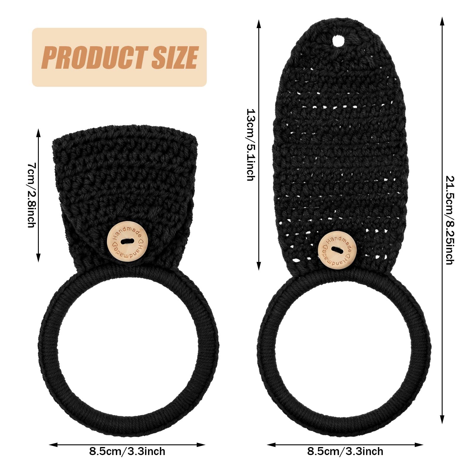 Tatuo porta toallas crochet con aro de madera para soporte estable