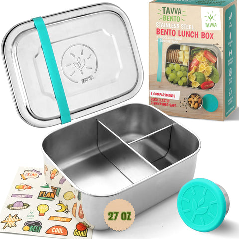 Lonchera TAVVA de acero 27oz para almuerzos infantiles, duradera y práctica.