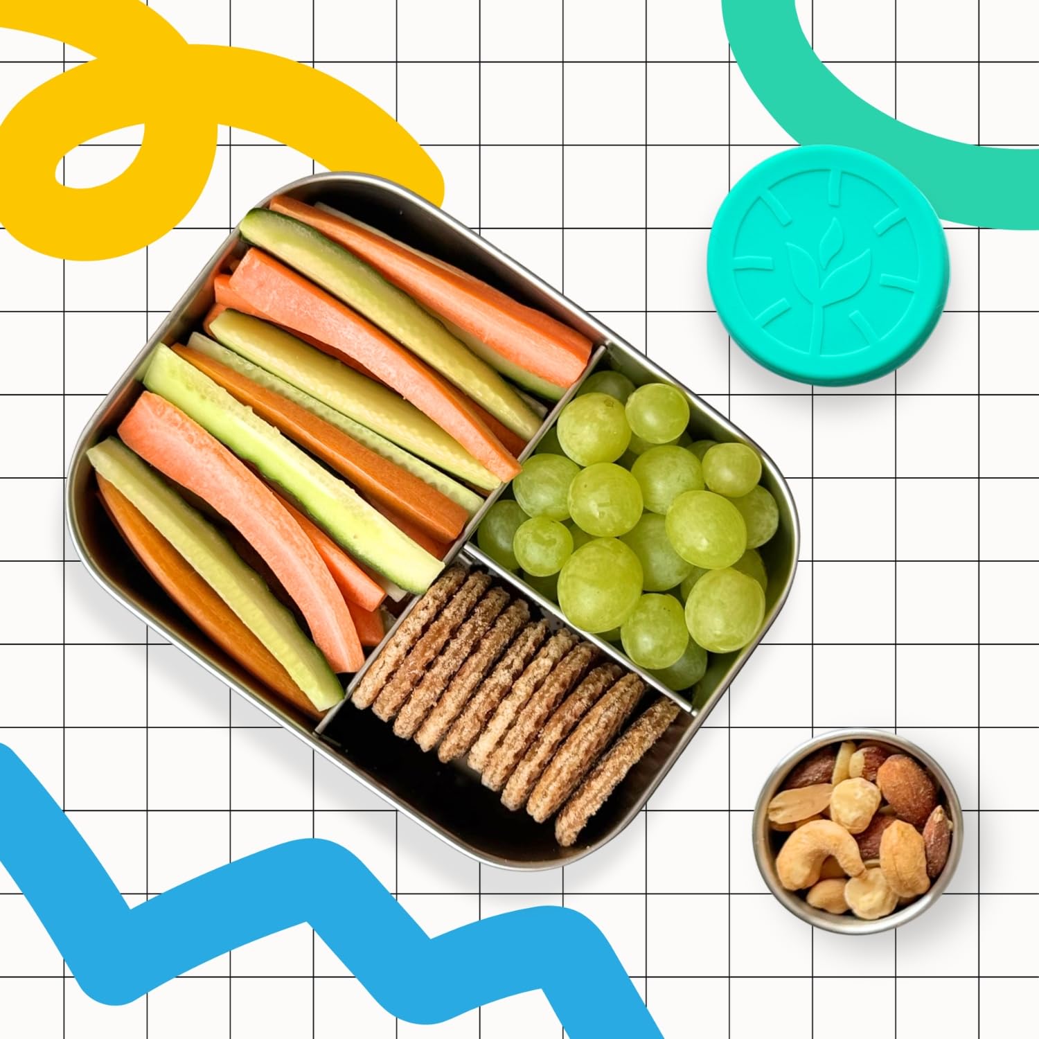 Bento con 3 compartimentos para mantener comidas separadas.