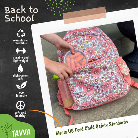 TAVVA Contenedor merienda infantil 7oz, fácil de transportar para recreo.