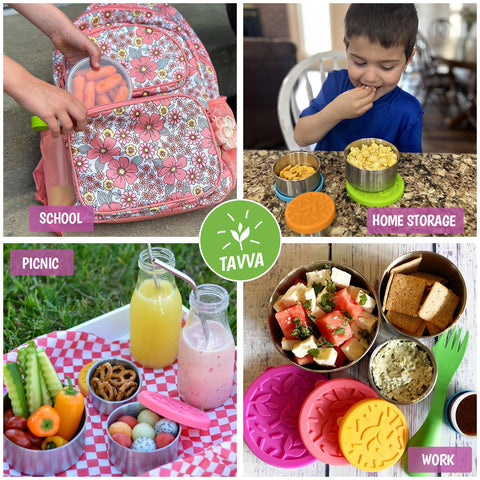 TAVVA Tapa de silicona, evita fugas en meriendas de niños.
