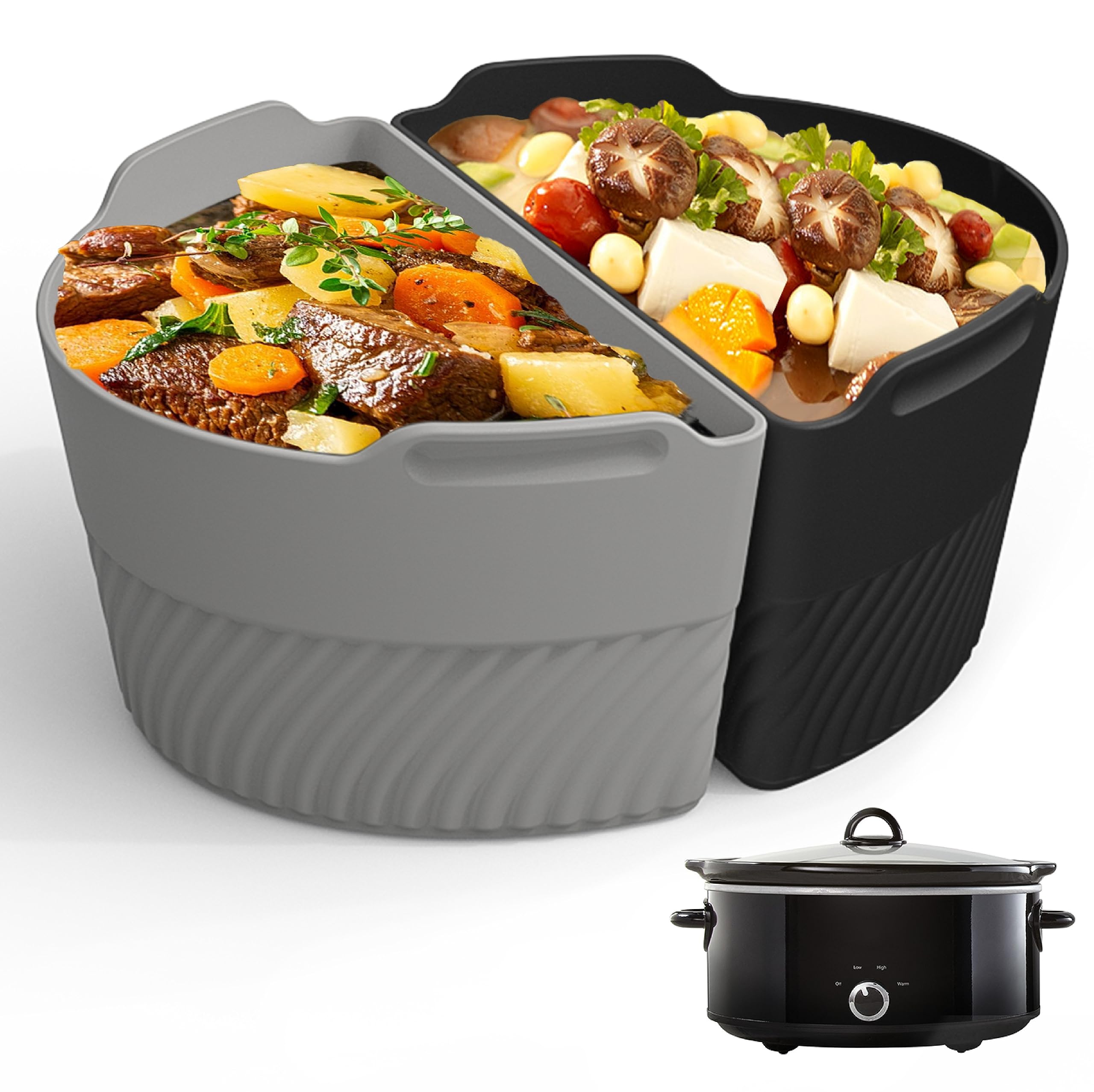 TAYDOIBAN forro de silicona para olla lenta 6-8qt, cocina dos comidas a la vez