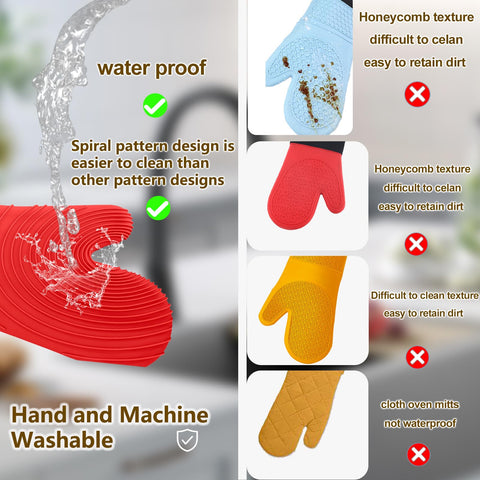Guantes Tayfeim de silicona rojos para cocina, fáciles de limpiar tras salpicaduras.