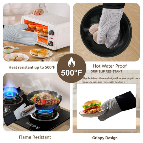 Manoplas Tayfeim con resistencia al calor de 500°F para hornear y asar.