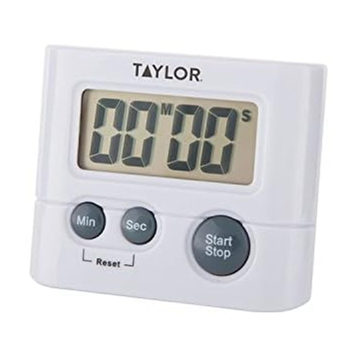 Taylor cronómetro digital 99:59 para cocina, lectura clara y alertas audibles.