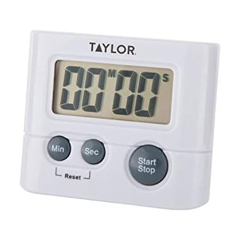 Taylor cronómetro digital 99:59 para cocina, lectura clara y alertas audibles.