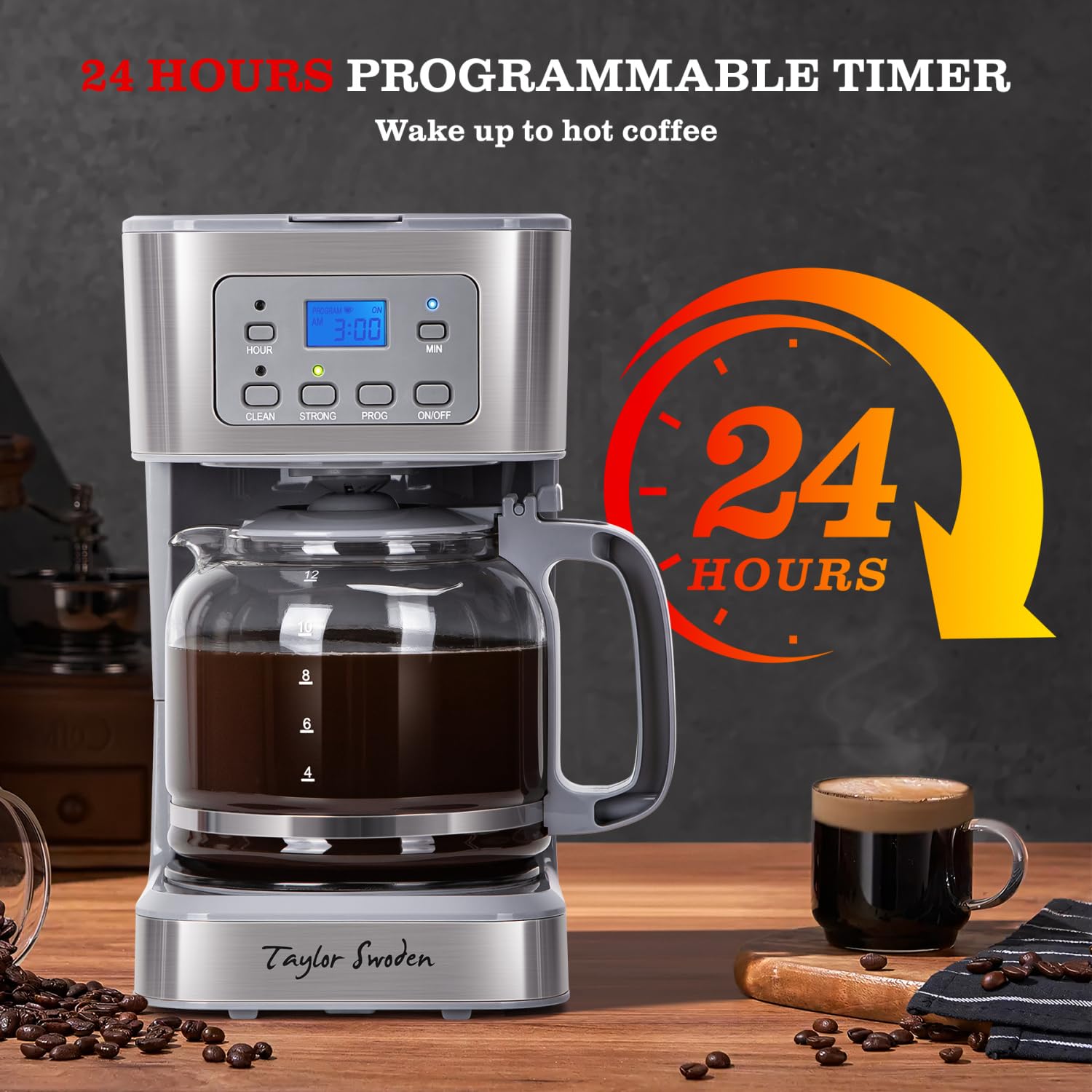 Taylor Swoden cafetera panel de pantalla de cristal programable para horarios