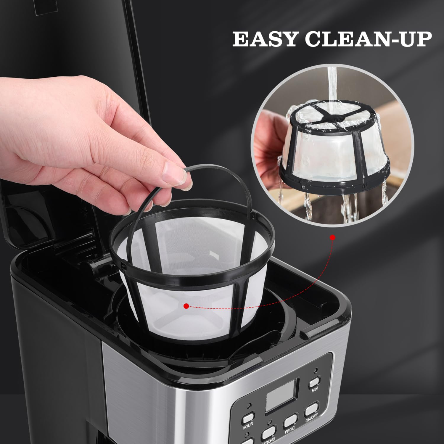 Taylor Swoden cafetera programable 12 tazas, indicador de limpieza para mantenimiento fácil