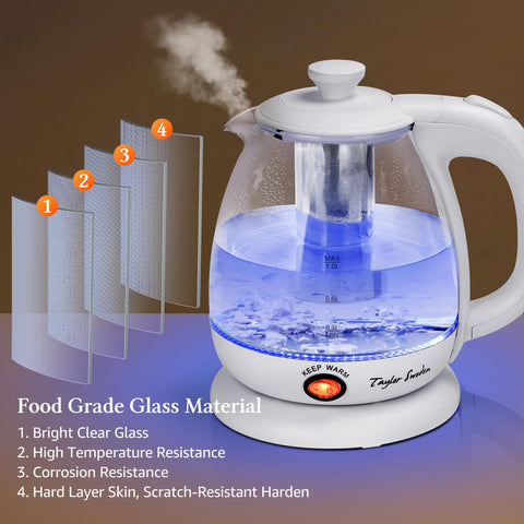 Taylor Swoden hervidor de vidrio seguro para infusiones, apto para té verde y negro