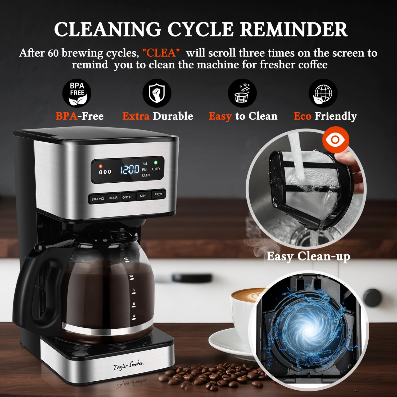 Taylor Swoden mantiene el café caliente 2 horas con seguridad.