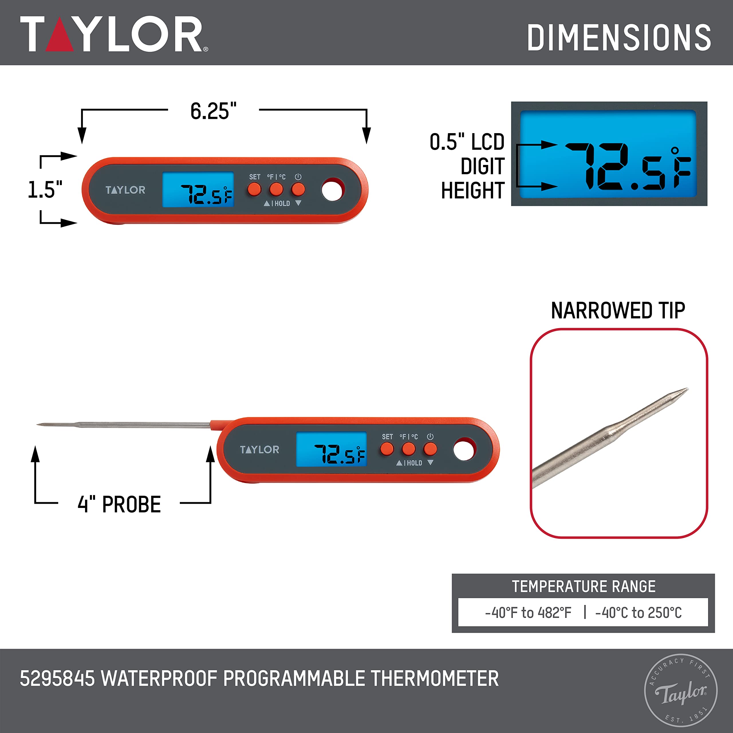Taylor termómetro para horno, lectura rápida y fiable durante la cocción.