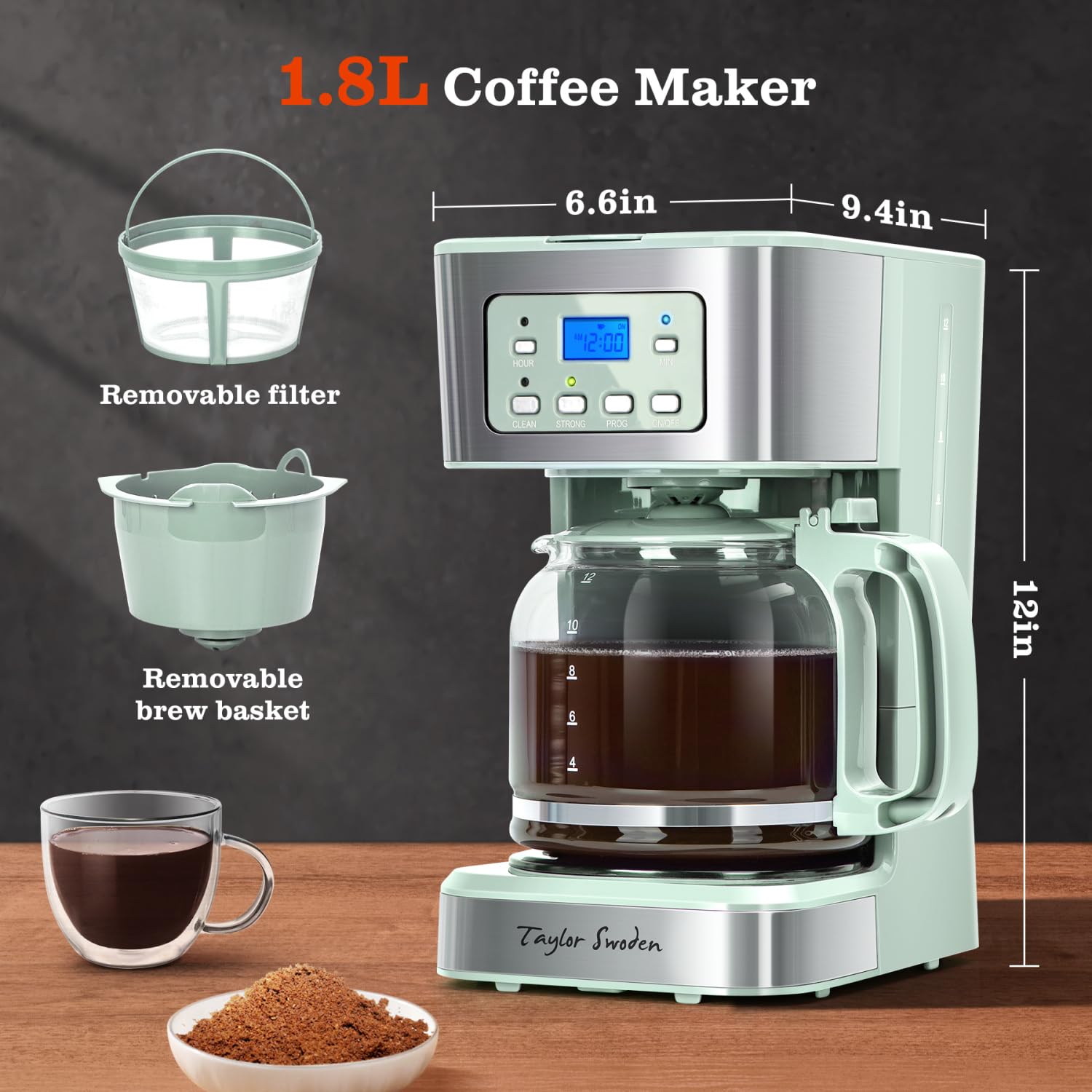 Taylor Swoden cafetera recordatorio de limpieza para mantenimiento