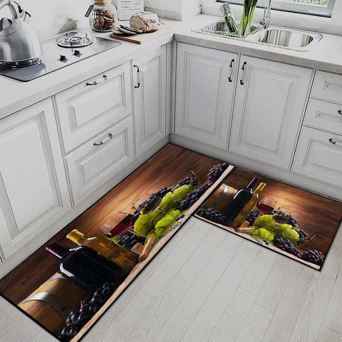 Alfombra Tayney con diseño rustico de uvas para un ambiente cálido.